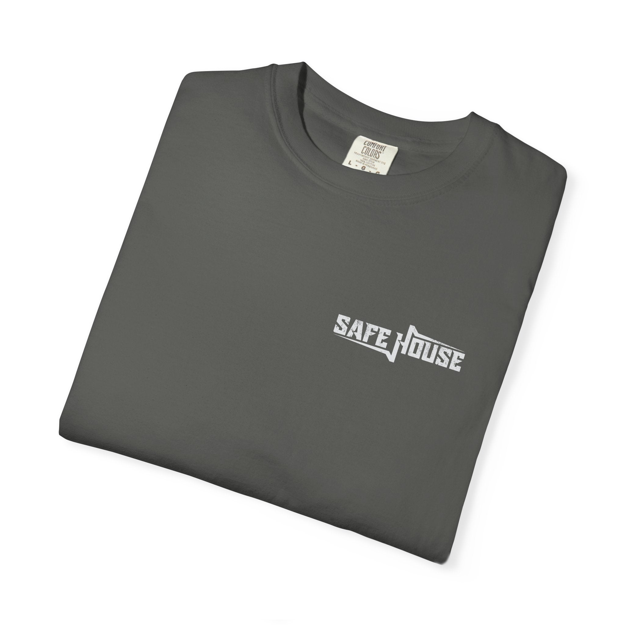 Safe House Paranoid Band Tee — Graphic White Garment-Dyed T-Shirt