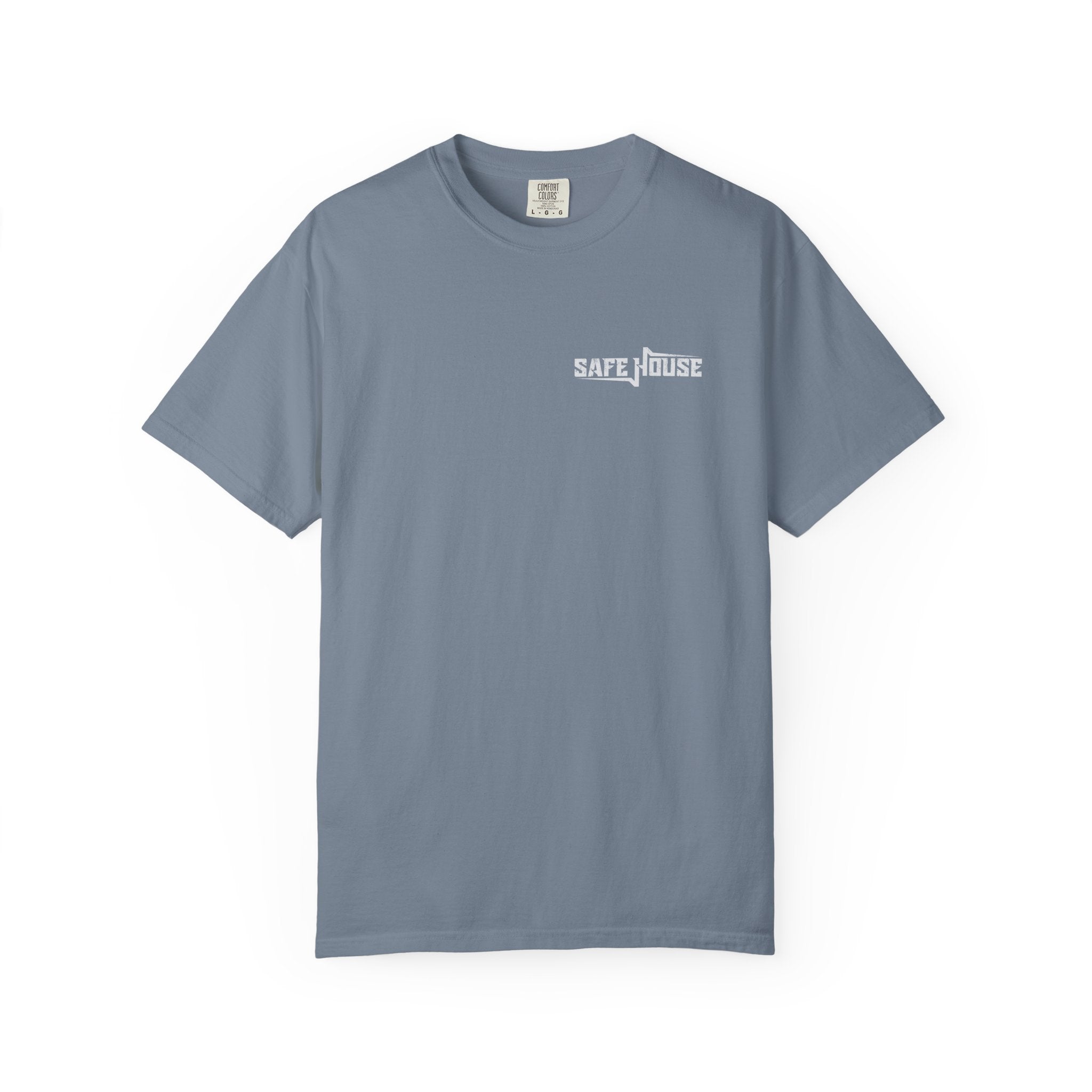 Safe House Paranoid Band Tee — Graphic White Garment-Dyed T-Shirt