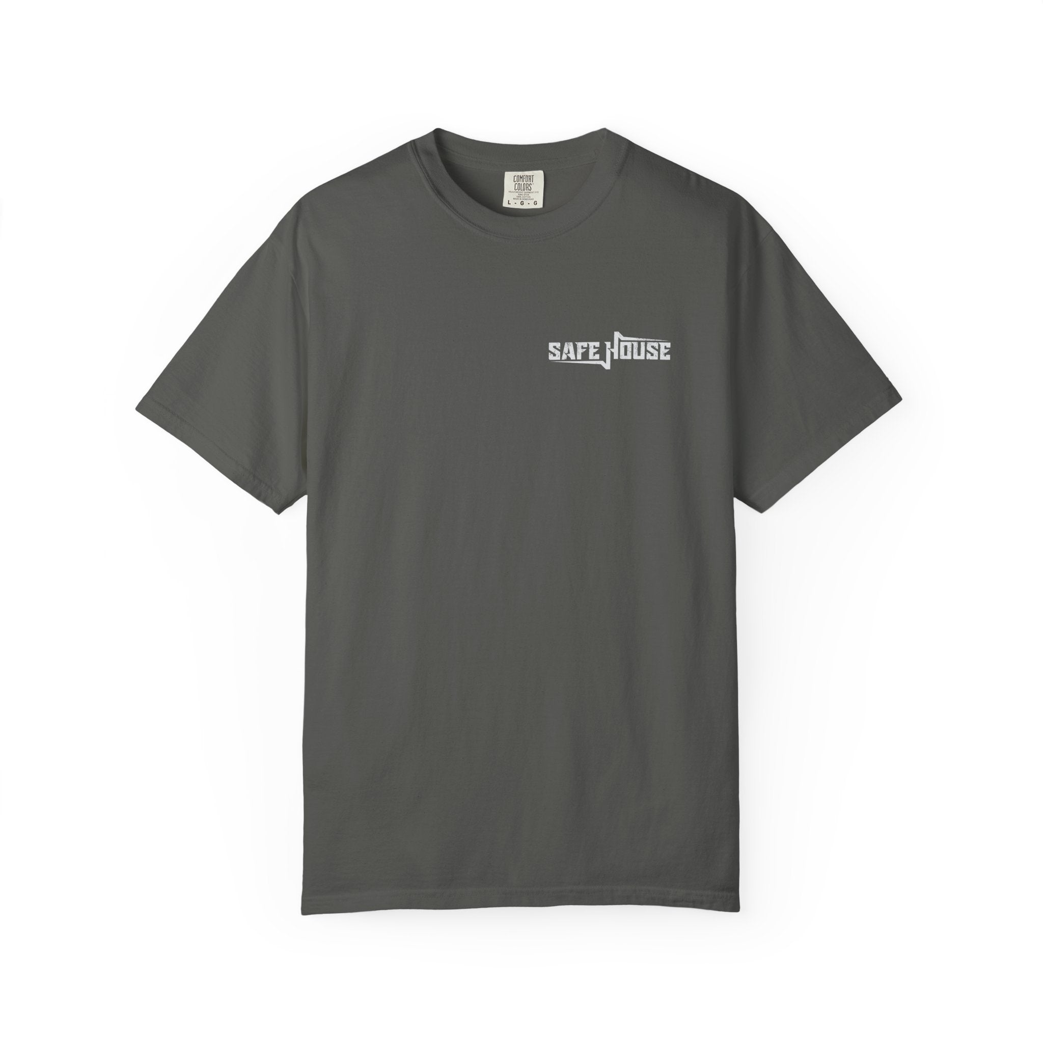 Safe House Paranoid Band Tee — Graphic White Garment-Dyed T-Shirt