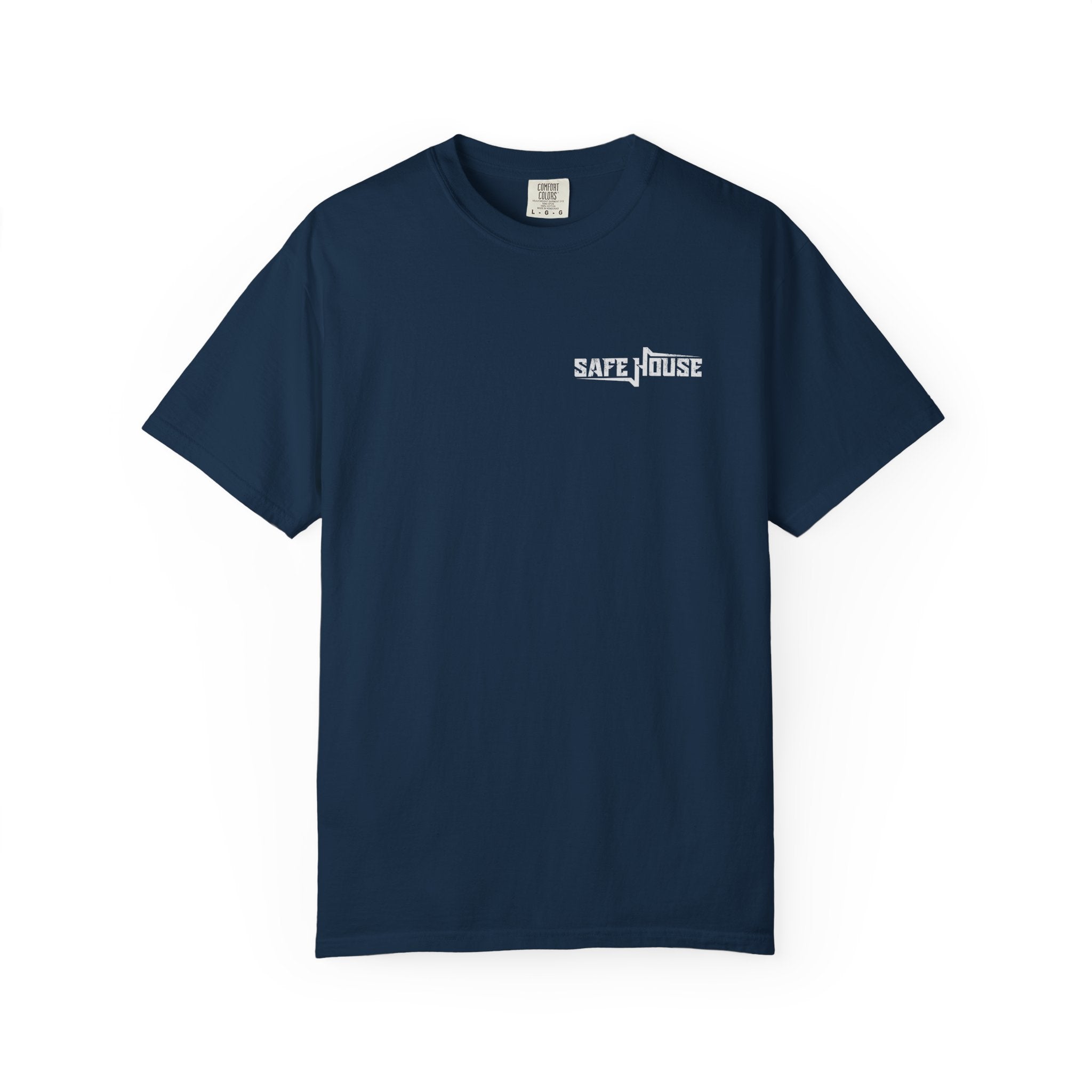 Safe House Paranoid Band Tee — Graphic White Garment-Dyed T-Shirt