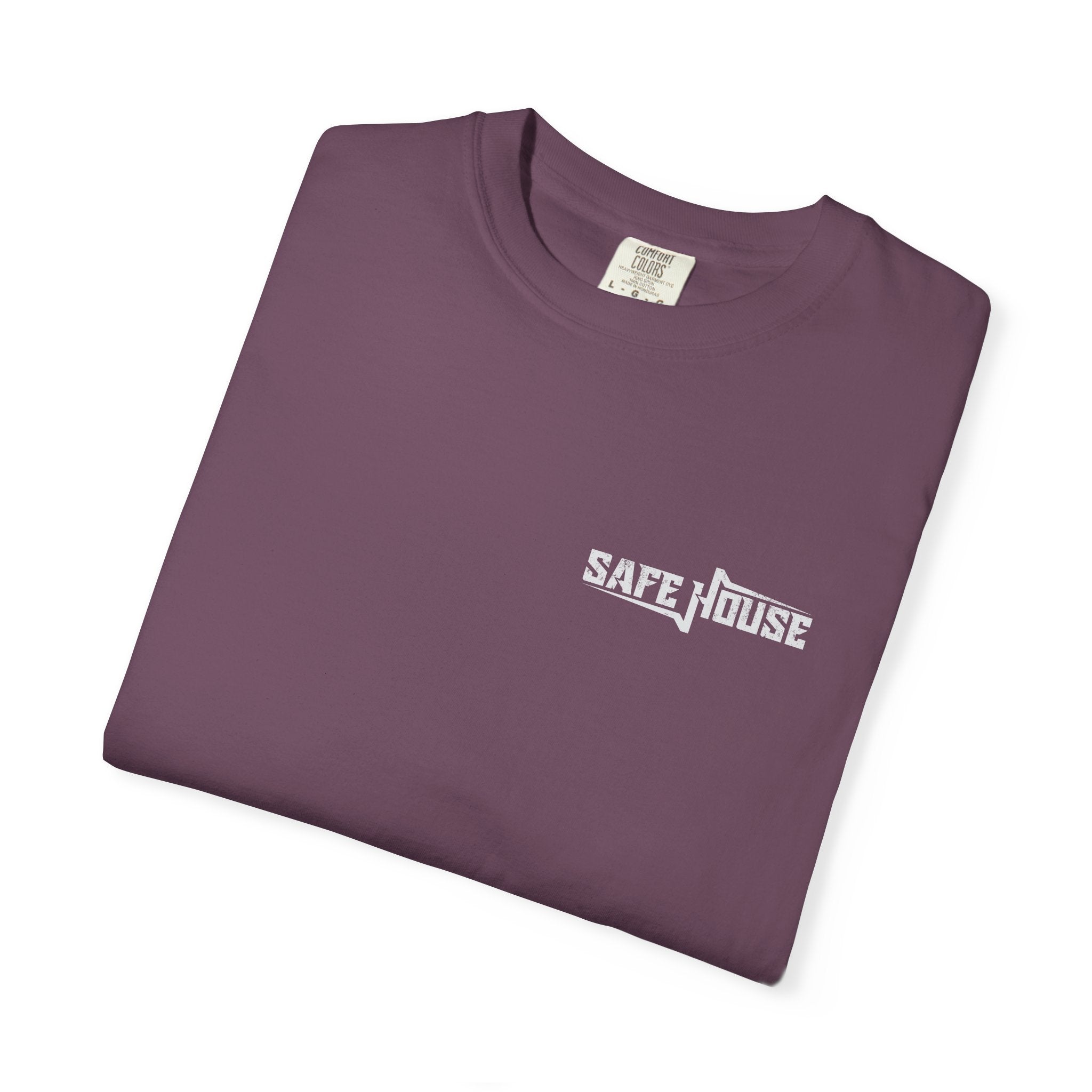 Safe House Paranoid Band Tee — Graphic White Garment-Dyed T-Shirt
