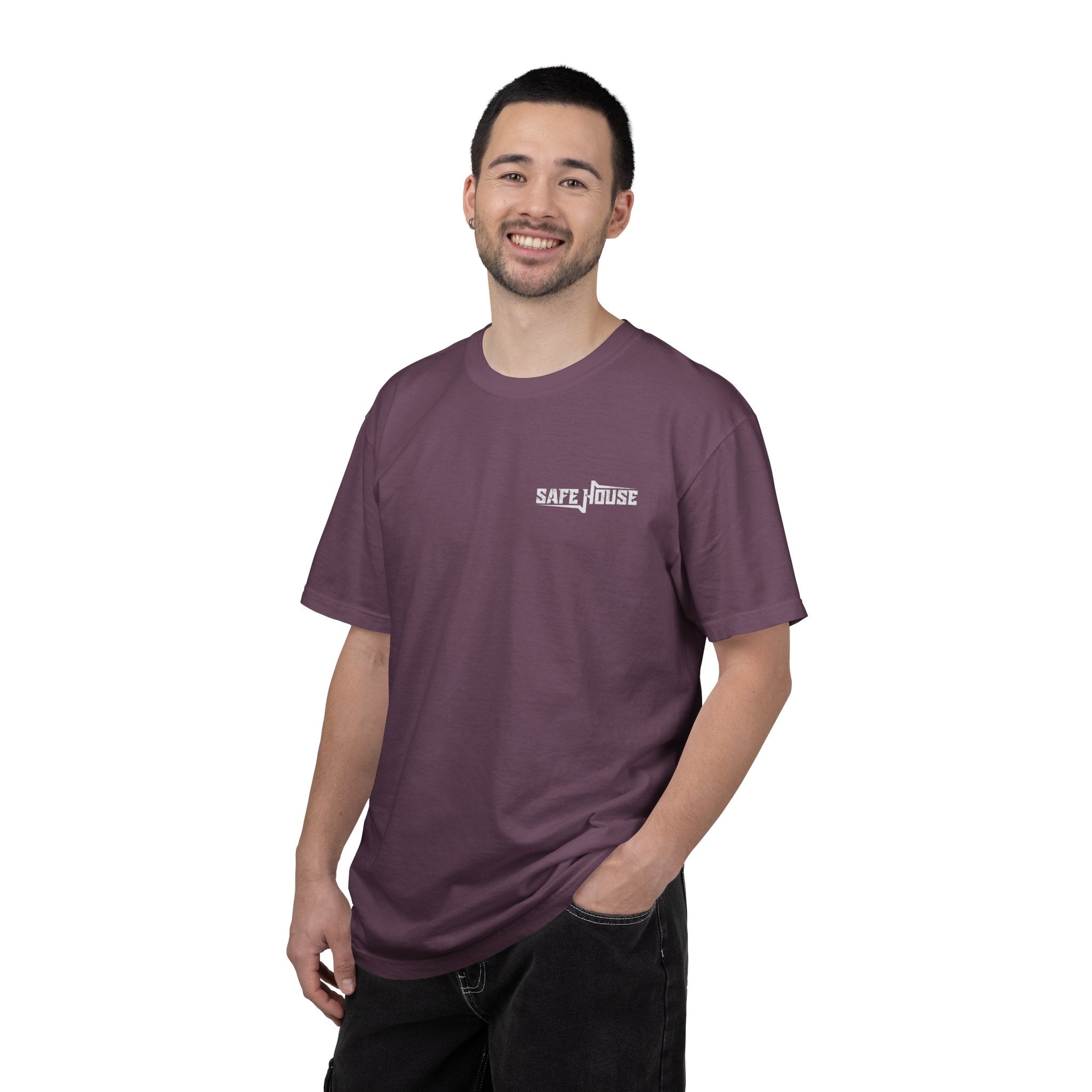 Safe House Paranoid Band Tee — Graphic White Garment-Dyed T-Shirt