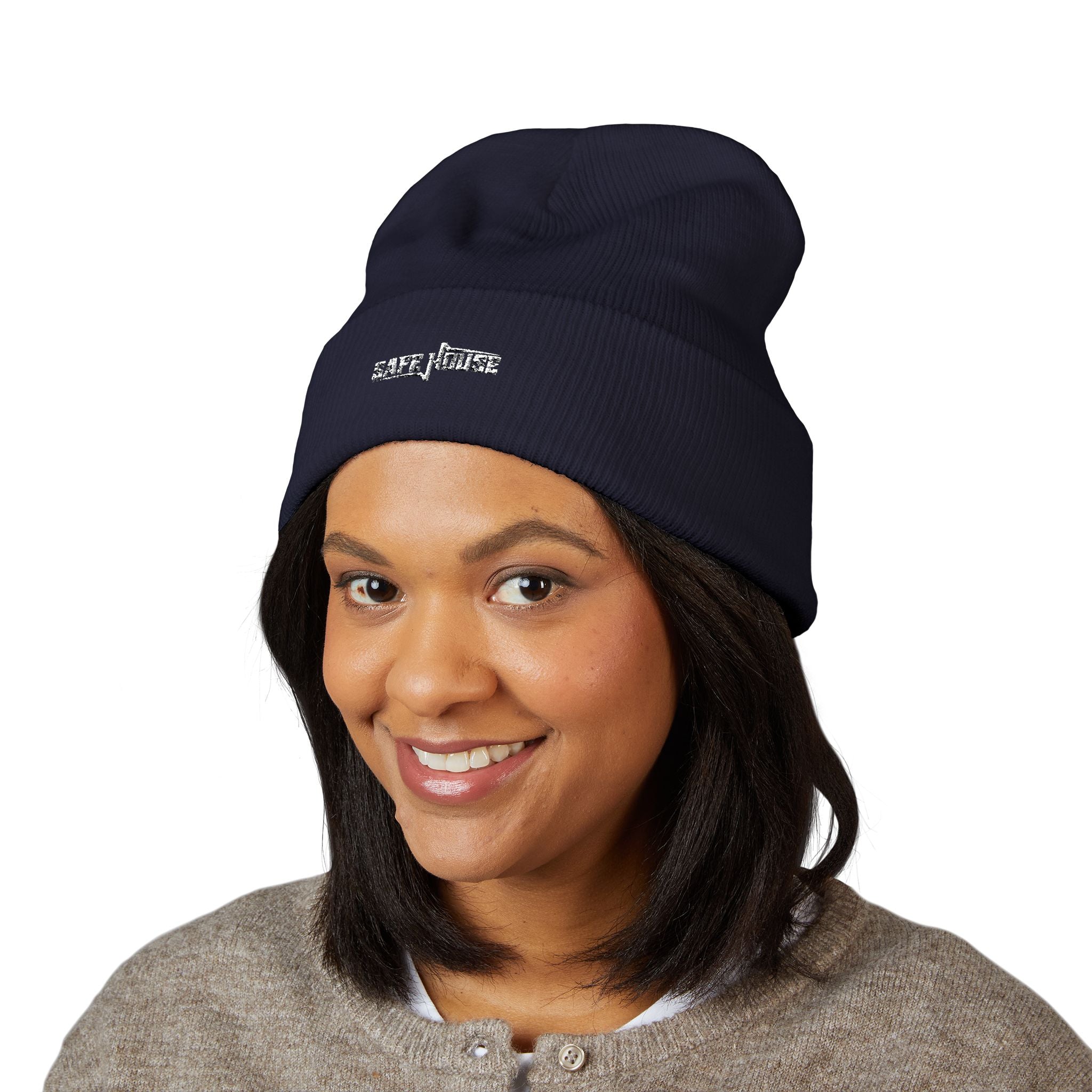 Embroidered "Safe House" Beanie