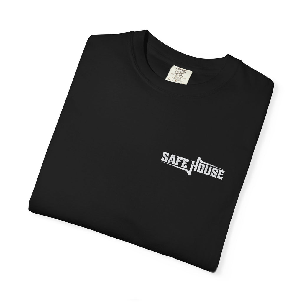 Safe House Paranoid Band Tee — Graphic White Garment-Dyed T-Shirt